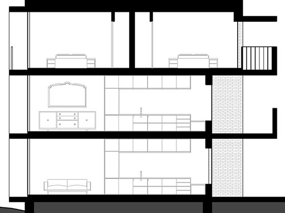 Section through Francos Residence Kitchen
