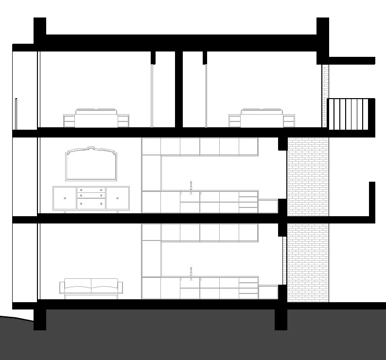 Section through Francos Residence Kitchen