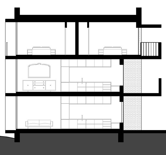 Section through Francos Residence Kitchen