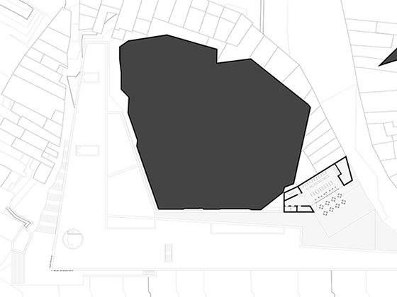 Urban Art Museum fourth level floor plan. Grandcafe and high entrance.