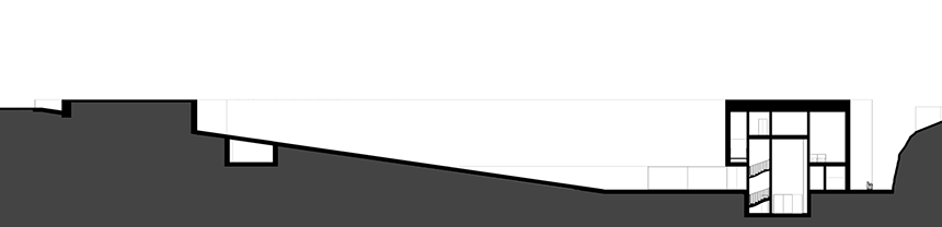 Urban Art Museum section through the ramp that leads to the underground entrance.