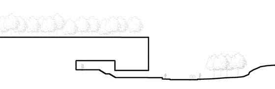 The excavation of the cliff creates the spaces inside the museum. 