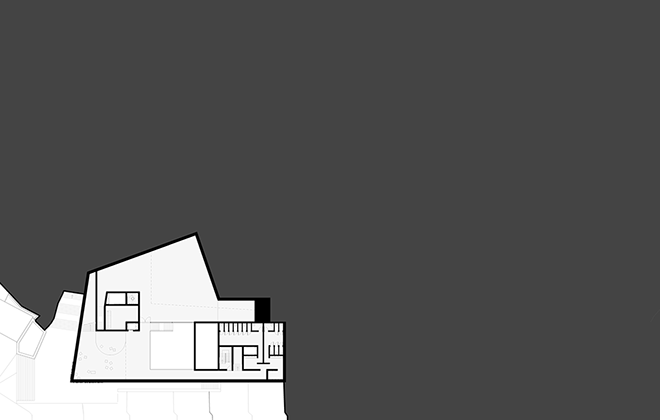 Urban Art Museum first floor plan. Underground inner entrance to the building.