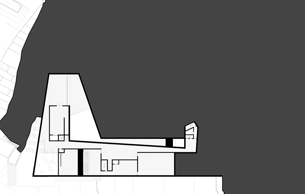 Urban Art Museum second level floor plan. Performance areas.