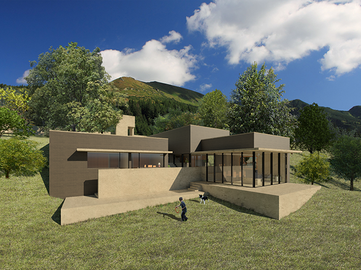 The volumes of Villa Ferreira & Costa decompose themselves in the height differences of the site.