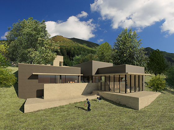 The volumes of Villa Ferreira & Costa decompose themselves in the height differences of the site.