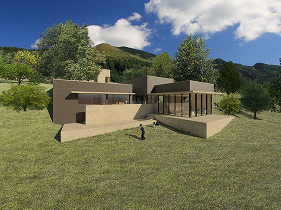 The volumes of Villa Ferreira & Costa decompose themselves in the height differences of the site.