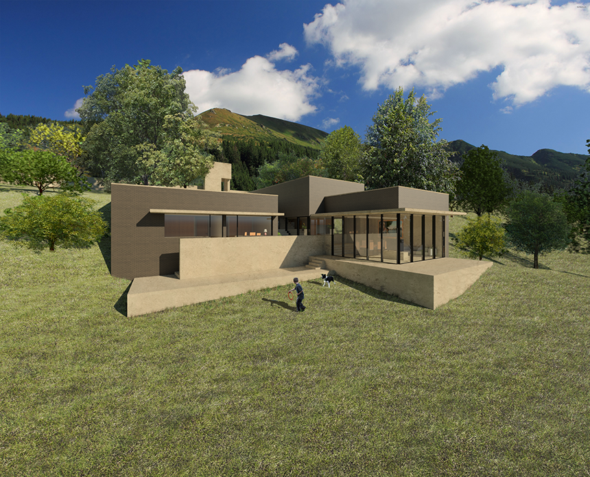 The volumes of Villa Ferreira & Costa decompose themselves in the height differences of the site.