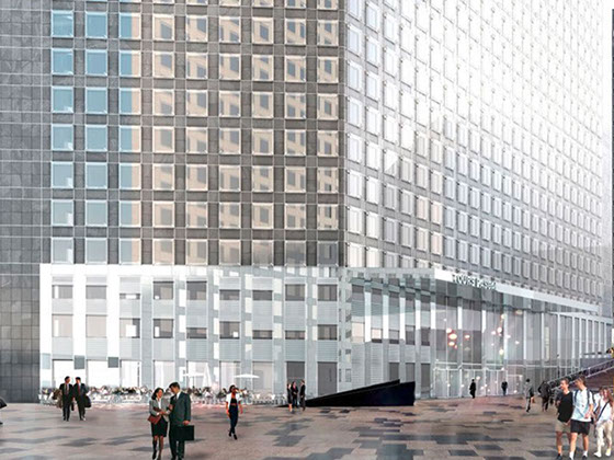 The new entrance gives the square a more human scale.